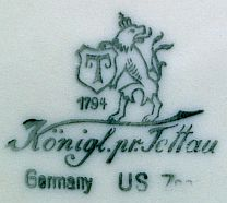 Клеймо Königlich priv. Porzellanfabrik Tettau